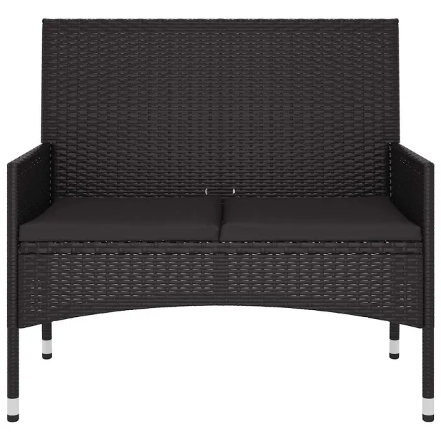 Banc de Jardin à 2 Places avec Coussins Noir Résine Tressée