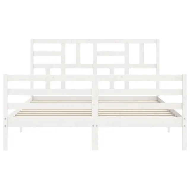Cadre de lit sans matelas blanc bois de pin massif