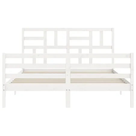 Cadre de lit sans matelas blanc bois de pin massif