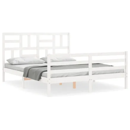 Cadre de lit sans matelas blanc 160x200 cm bois massif 2