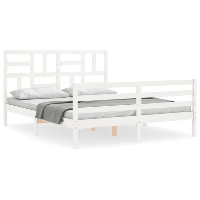 Cadre de lit sans matelas blanc 160x200 cm bois massif