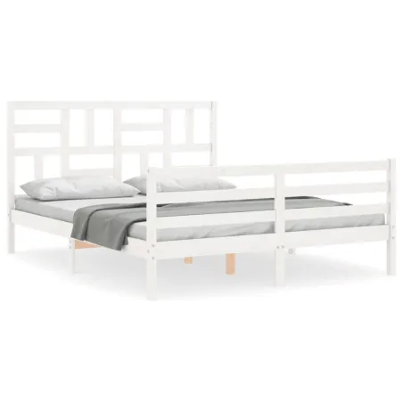 Cadre de lit sans matelas blanc 160x200 cm bois massif