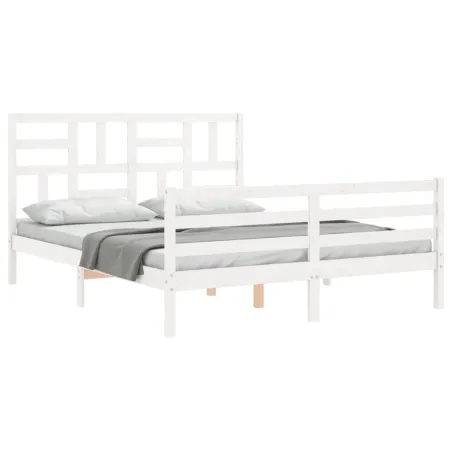 Cadre de lit sans matelas blanc 160x200 cm bois massif