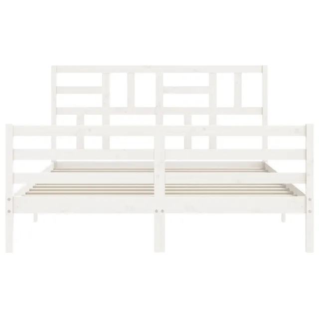Cadre de lit sans matelas blanc 160x200 cm bois massif