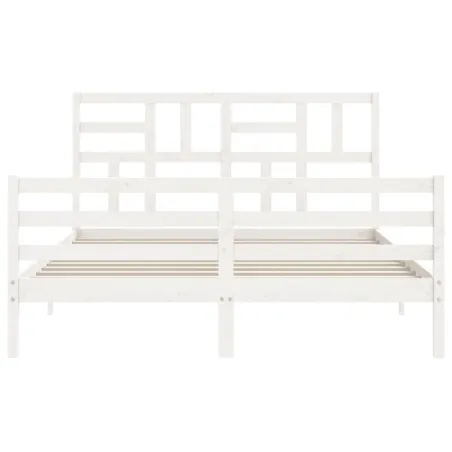 Cadre de lit sans matelas blanc 160x200 cm bois massif