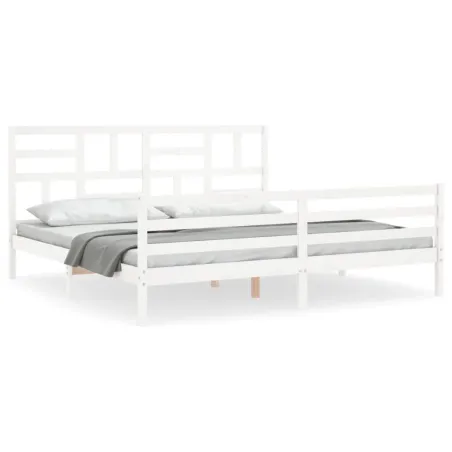 Cadre de lit sans matelas blanc bois massif