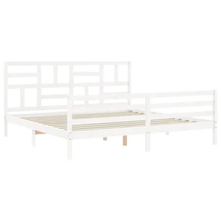 Cadre de lit sans matelas blanc bois massif