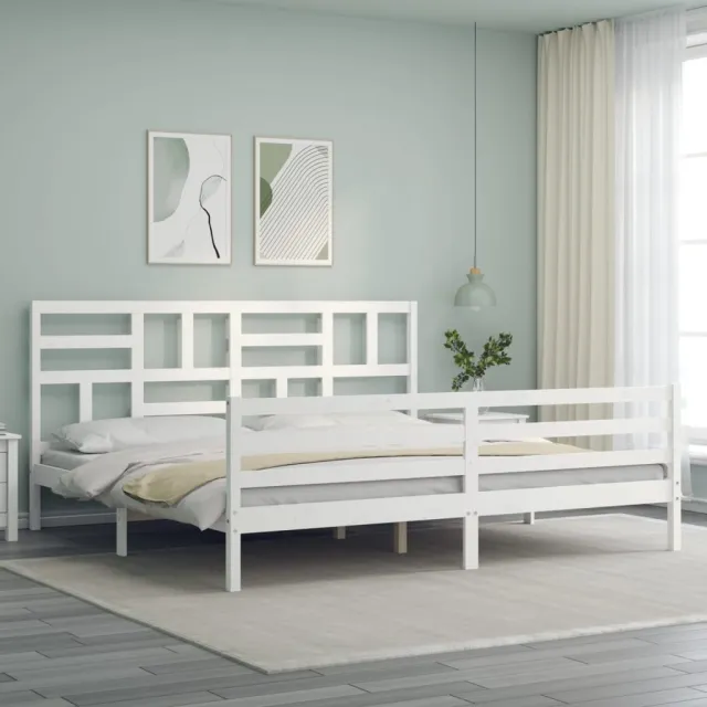 Cadre de lit sans matelas blanc bois massif
