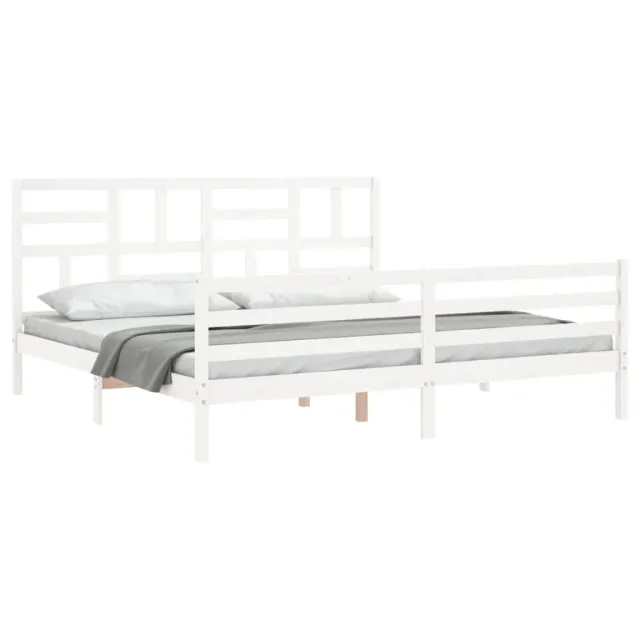 Cadre de lit sans matelas blanc bois massif