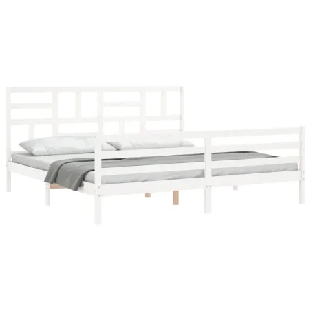 Cadre de lit sans matelas blanc bois massif