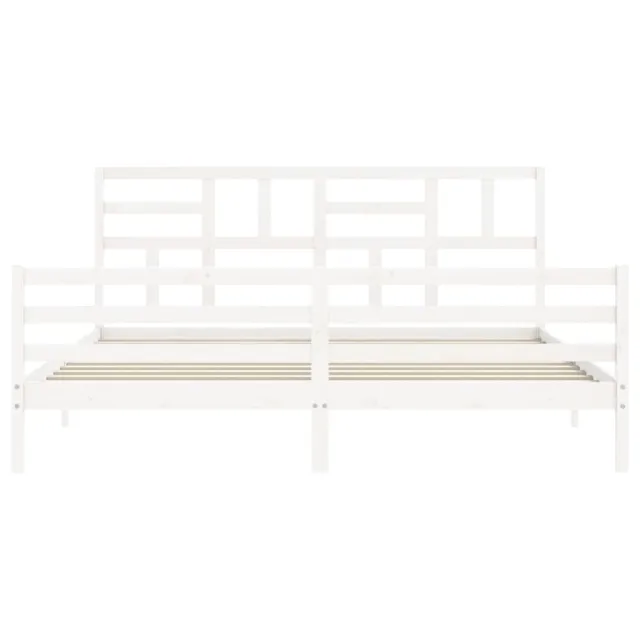 Cadre de lit sans matelas blanc bois massif