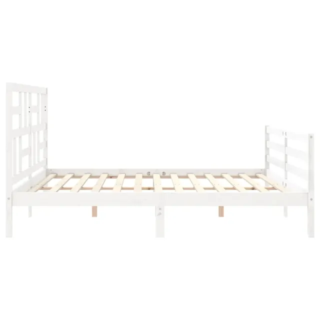 Cadre de lit sans matelas blanc bois massif