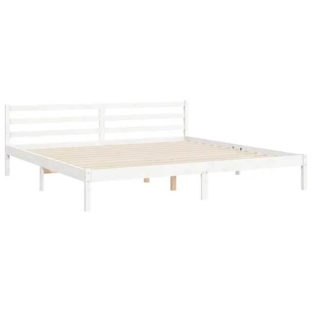 Cadre de lit sans matelas blanc bois massif