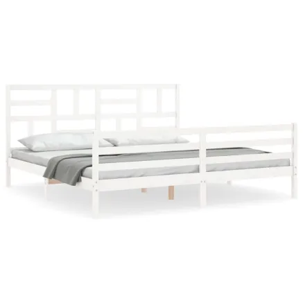 Cadre de lit sans matelas blanc 200x200 cm bois massif 2