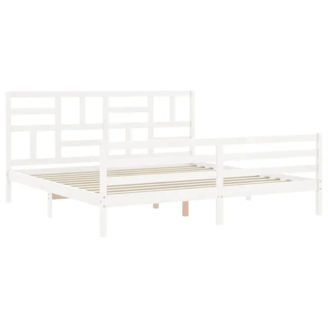 Cadre de lit sans matelas blanc 200x200 cm bois massif