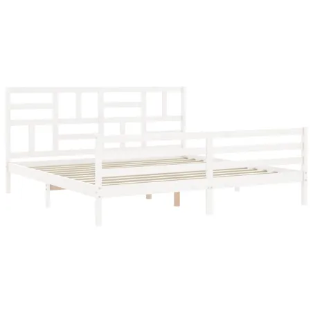 Cadre de lit sans matelas blanc 200x200 cm bois massif