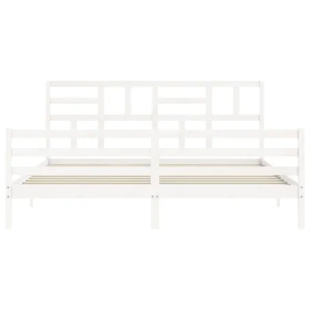Cadre de lit sans matelas blanc 200x200 cm bois massif