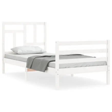 Cadre de lit sans matelas blanc bois massif 2