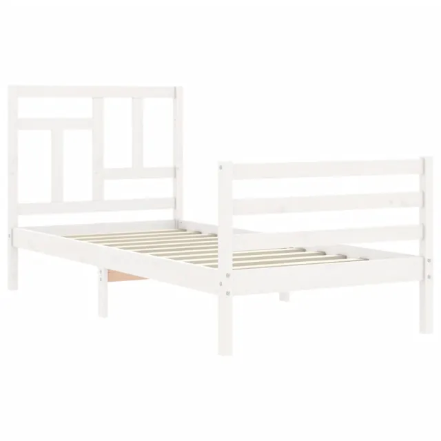 Cadre de lit sans matelas blanc bois massif