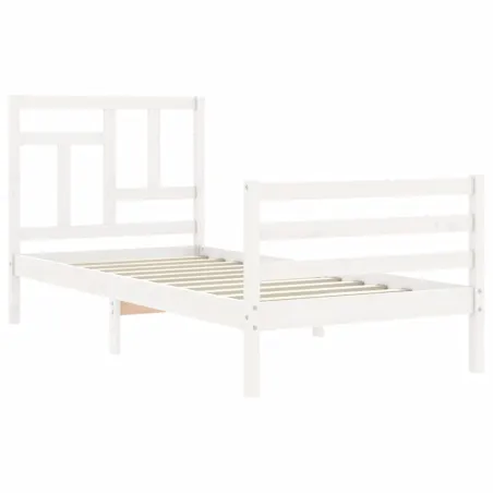 Cadre de lit sans matelas blanc bois massif