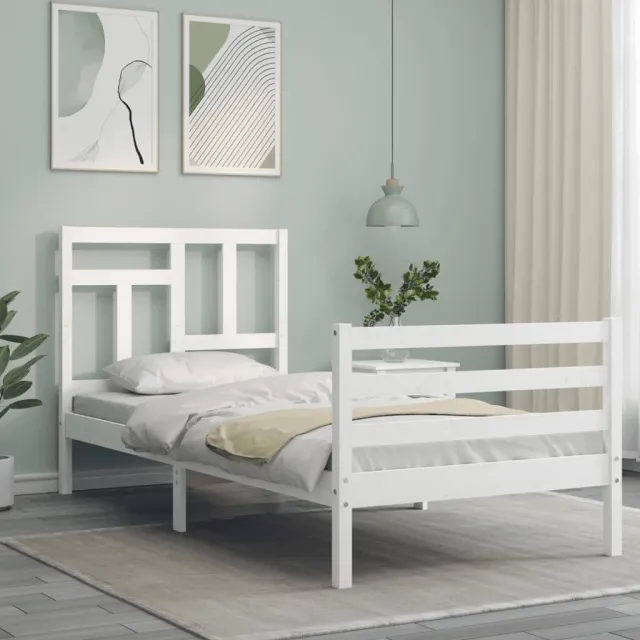 Cadre de lit sans matelas blanc bois massif