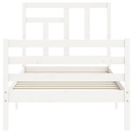 Cadre de lit sans matelas blanc bois massif