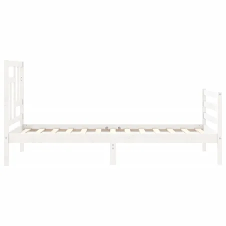Cadre de lit sans matelas blanc bois massif