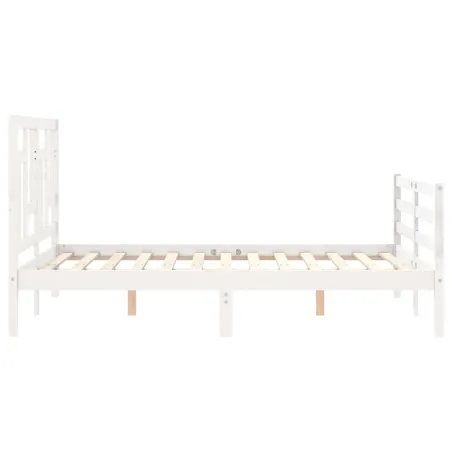 Cadre de lit sans matelas blanc bois massif