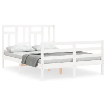 Cadre de lit sans matelas blanc 140x190 cm bois massif 2