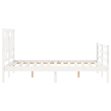 Cadre de lit sans matelas blanc 140x190 cm bois massif