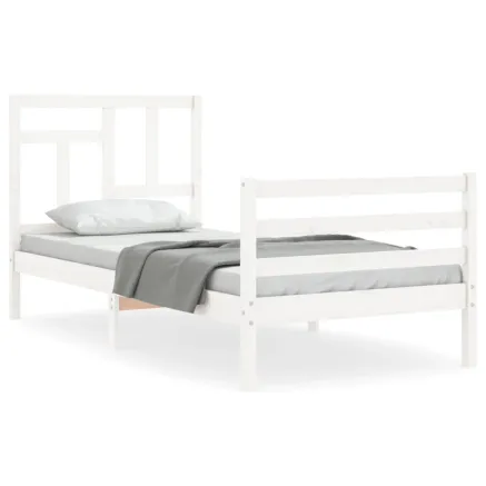 Cadre de lit sans matelas blanc 90x200 cm bois massif 2