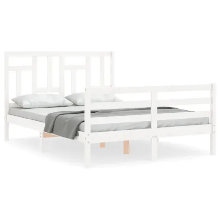 Cadre de lit sans matelas blanc 120x200 cm bois massif 2