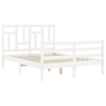 Cadre de lit sans matelas blanc 120x200 cm bois massif