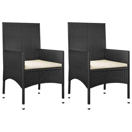 Salon de jardin 4 pcs avec coussins Noir Résine tressée
