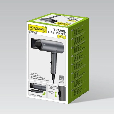 Secador de Pelo Feel Maestro MR-209 Negro Grafito 1600 W 2