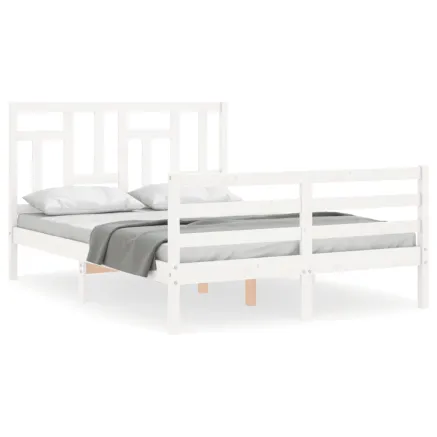 Cadre de lit sans matelas blanc 140x200 cm bois massif 2
