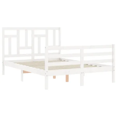Cadre de lit sans matelas blanc 140x200 cm bois massif