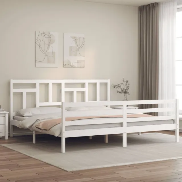 Cadre de lit sans matelas blanc 200x200 cm bois massif