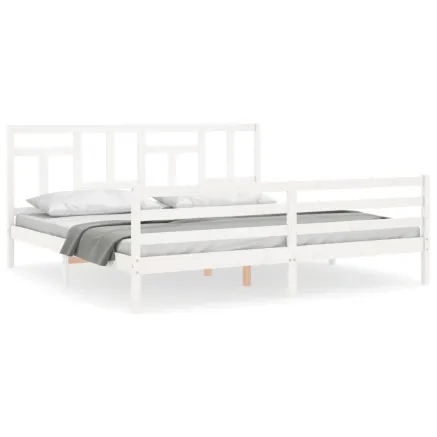 Cadre de lit sans matelas blanc 200x200 cm bois massif 2