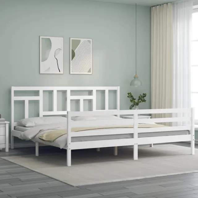 Cadre de lit sans matelas blanc 200x200 cm bois massif