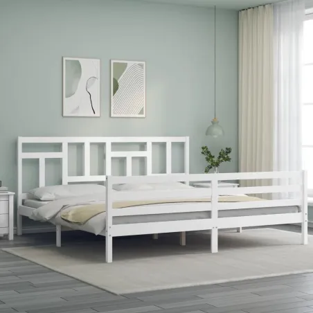 Cadre de lit sans matelas blanc 200x200 cm bois massif