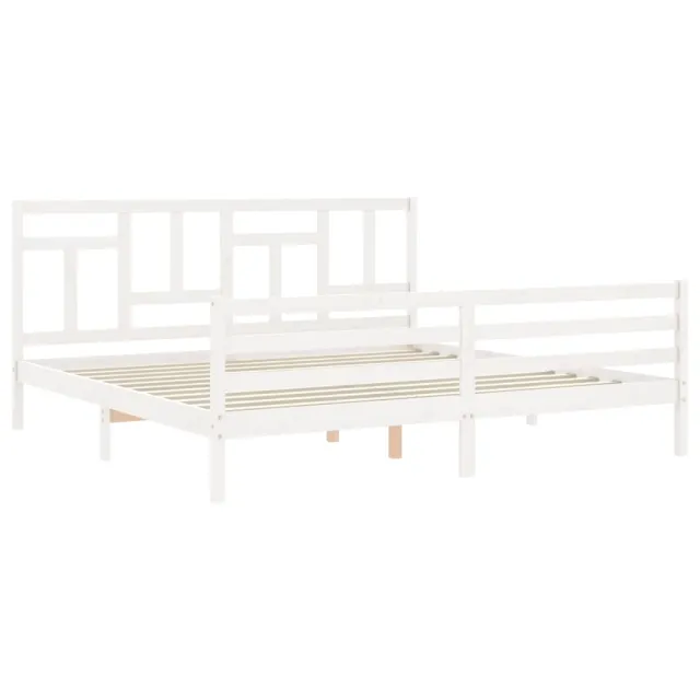 Cadre de lit sans matelas blanc 200x200 cm bois massif