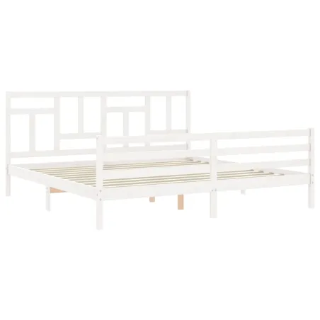 Cadre de lit sans matelas blanc 200x200 cm bois massif