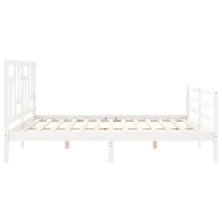 Cadre de lit sans matelas blanc 200x200 cm bois massif