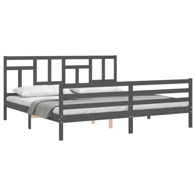 Cadre de lit sans matelas gris 200x200 cm bois massif