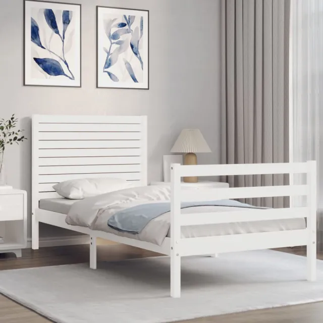 Cadre de lit sans matelas blanc bois massif
