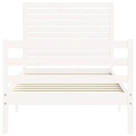 Cadre de lit sans matelas blanc bois massif