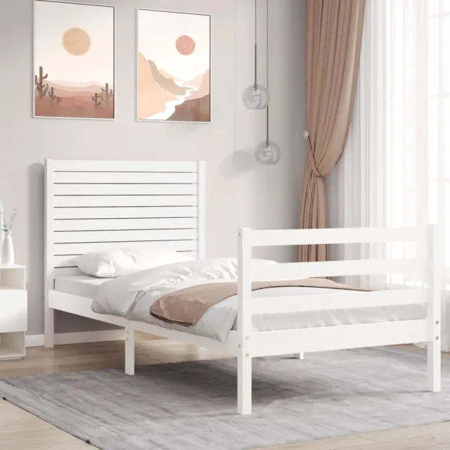 Cadre de lit sans matelas blanc bois massif