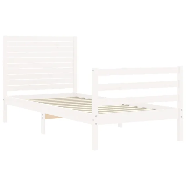 Cadre de lit sans matelas blanc bois massif