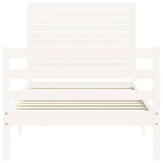 Cadre de lit sans matelas blanc bois massif